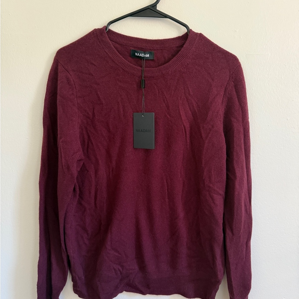 NAADAM Men's Deep Red Crewneck Sweater - Picture 3 of 4